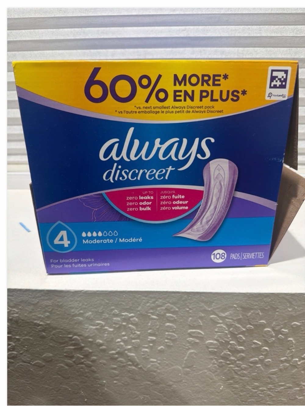 Always Discreet Moderate Pads - Blue, Purple & Yellow Packaging